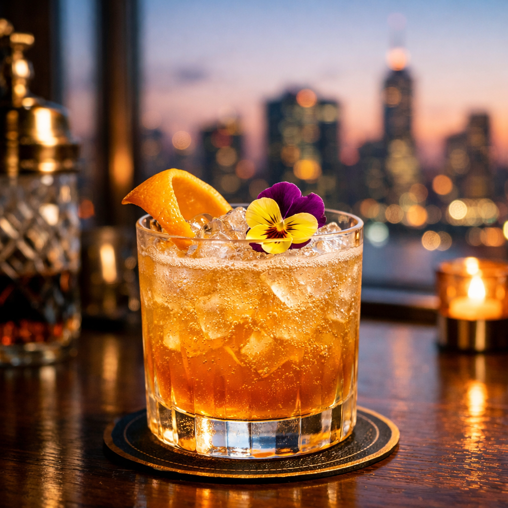 Amber Awakening, Refreshing non-alcoholic cocktail for relaxation after ...