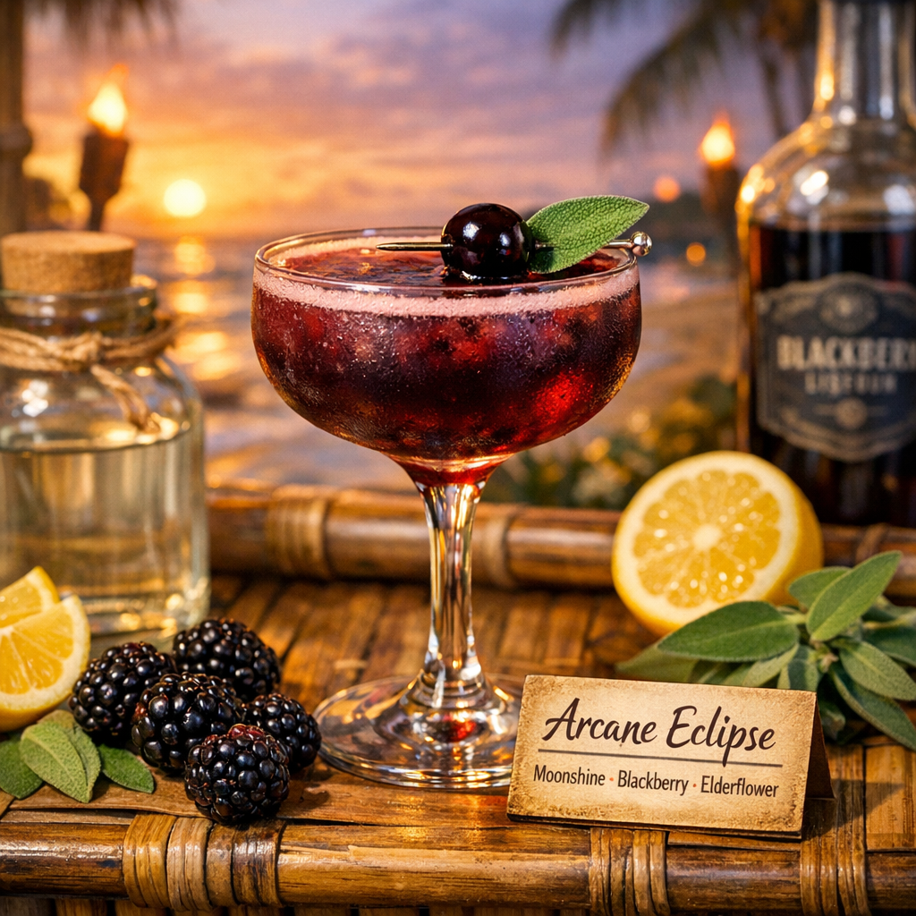 Eclipse Berry Arcane Eclipse, Vibrant cocktail with berry and herbal flavors.