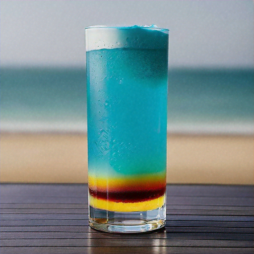 Azure Artisan Delight, Vibrant exotic cocktail in handcrafted mug