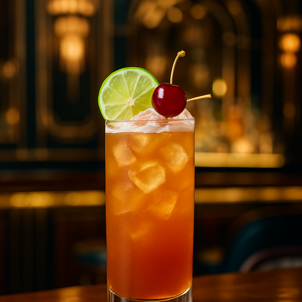 Eclipse Elixir, Bold cocktail with rum, vodka, Luxardo, citrus, and spice