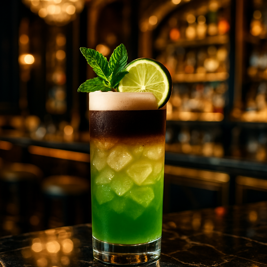Emerald Isle Fizz, Non-alcoholic Guinness cocktail for St. Patrick's Day
