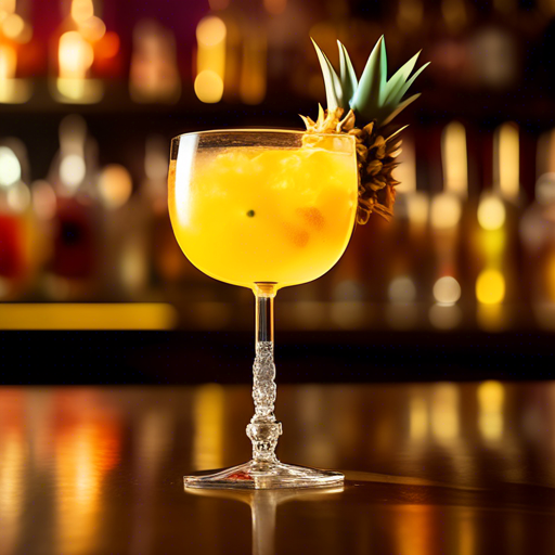 Golden Pineapple Breeze, Refreshing cocktail with tequila, gin