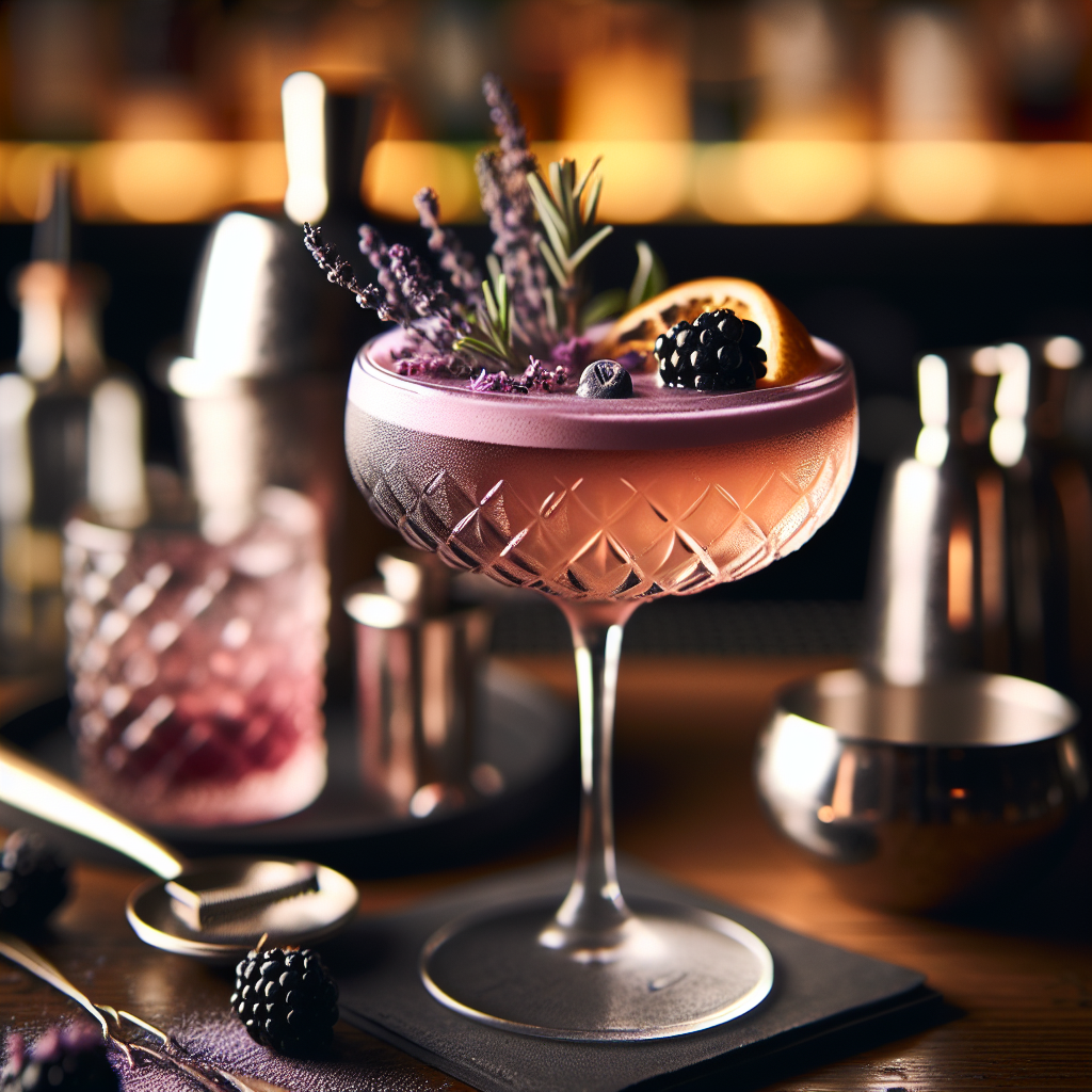 Midnight Orchid, Moonlit garden-inspired cocktail with floral and