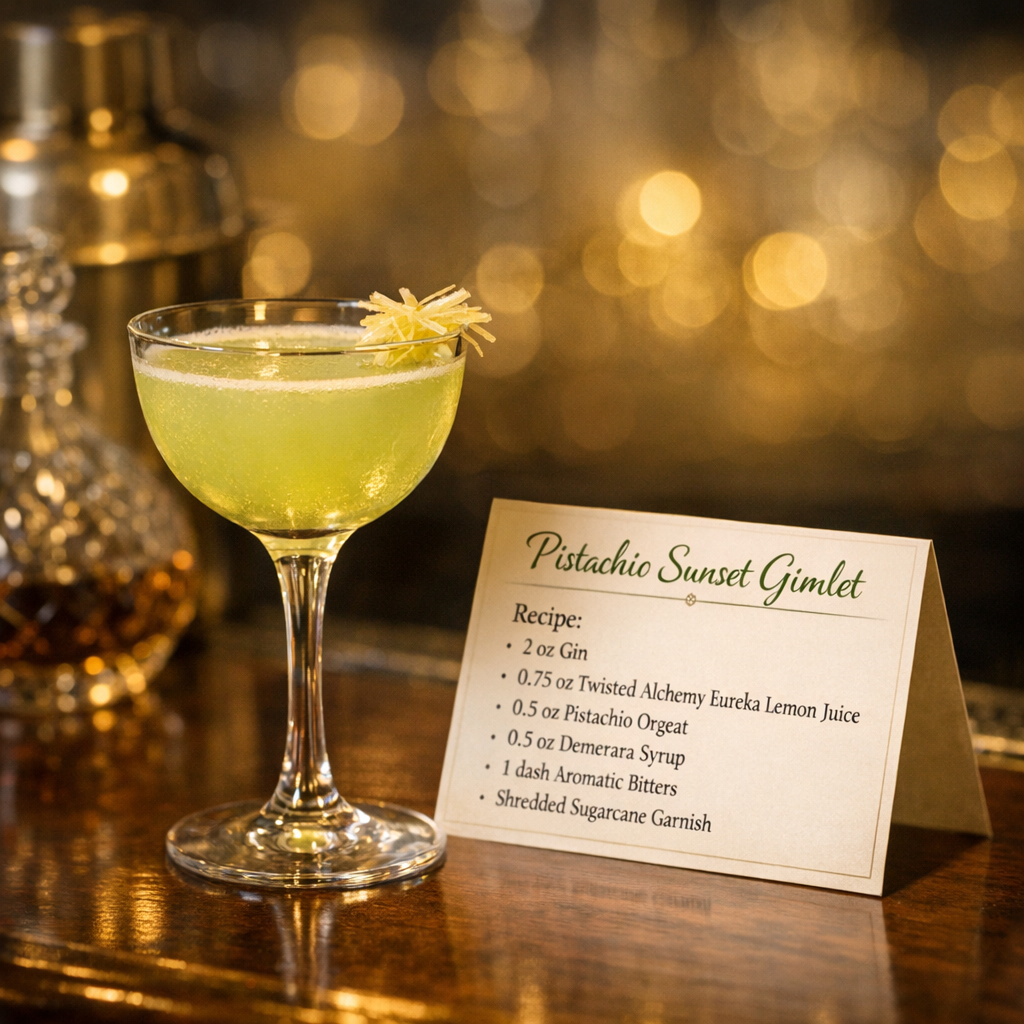 Pistachio Sunset Gimlet