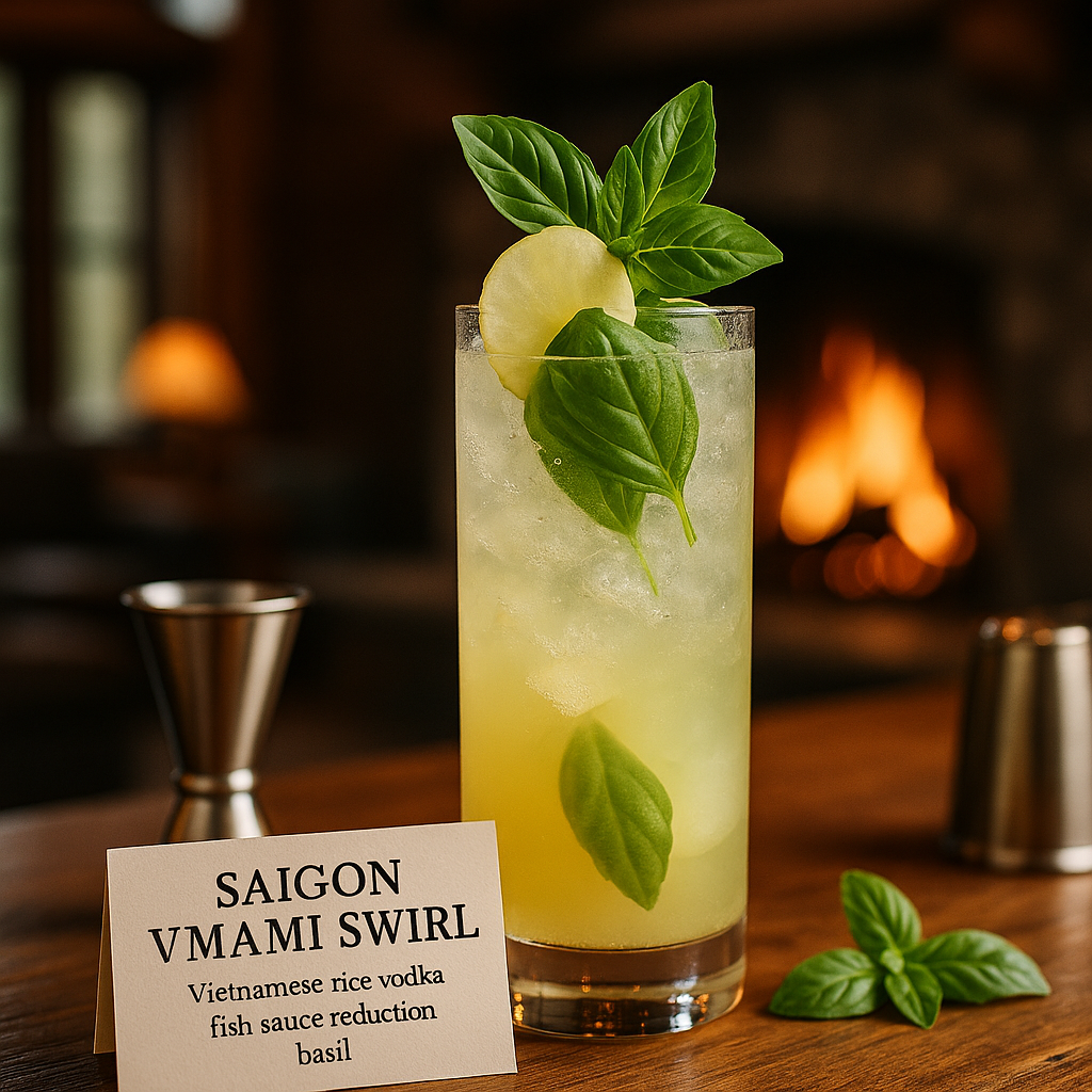 Fresh Umami Saigon Umami Swirl, Vietnamese Umami cocktail with rice vodka and fresh ...
