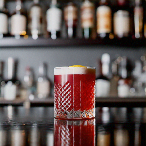 Scarlet Ember Elixir, Sophisticated cocktail with vibrant red hue and ...