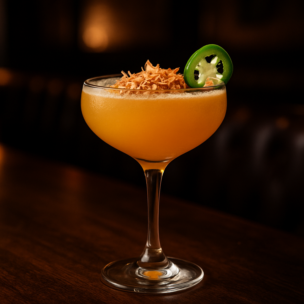 Tropic Heat Twist, Tropical Mai Tai Daiquiri with a spicy twist